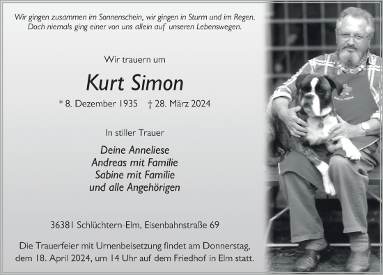 Traueranzeige von Kurt Simon von FZ