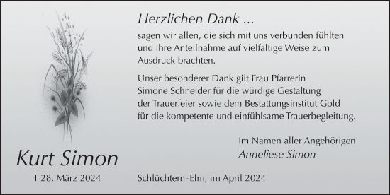 Traueranzeige von Kurt Simon von FZ