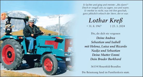 Traueranzeige von Lothar Kreß von FZ
