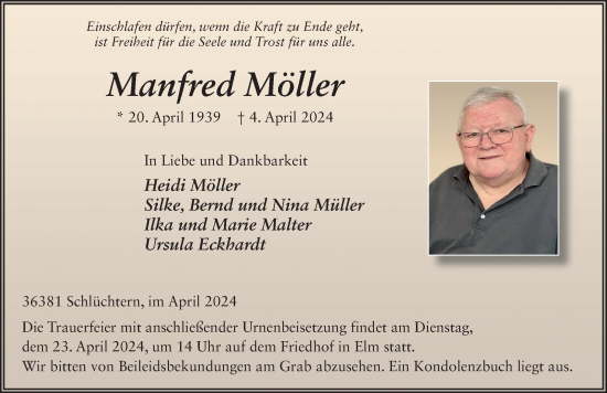 Traueranzeige von Manfred Möller von FZ