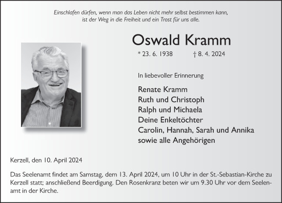 Traueranzeige von Oswald Kramm von FZ