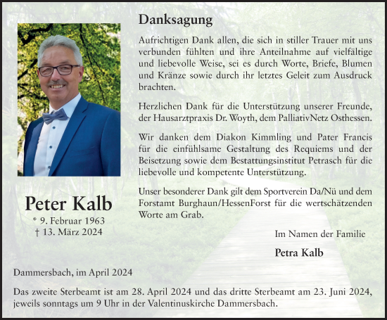 Traueranzeige von Peter Kalb von FZ