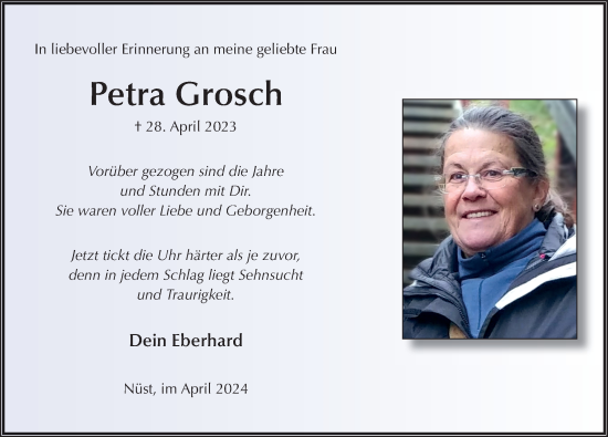 Traueranzeige von Petra Grosch von FZ