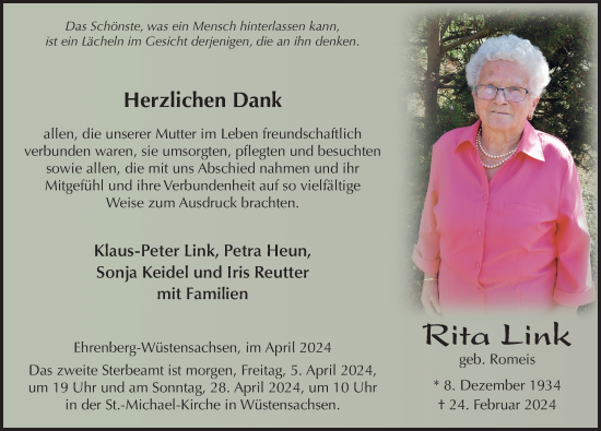 Traueranzeige von Rita Link von FZ