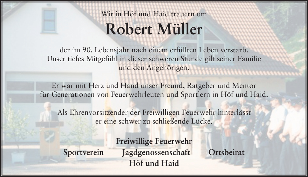  Traueranzeige für Robert Müller vom 28.03.2024 aus FZ