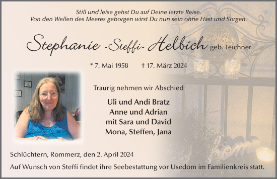 Traueranzeige von Stephanie Helbich von FZ