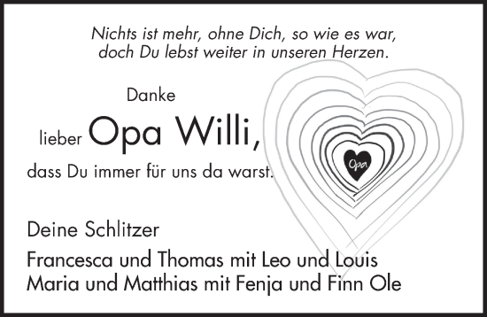 Traueranzeige von Willi Schneider von FZ