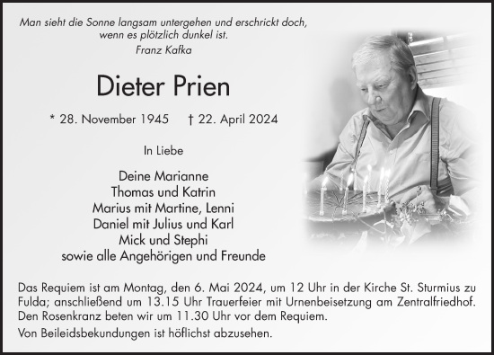 Traueranzeige von Dieter Prien von FZ