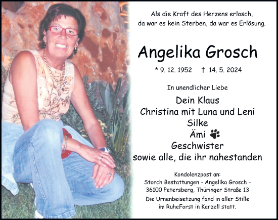 Traueranzeige von Angelika Grosch von FZ