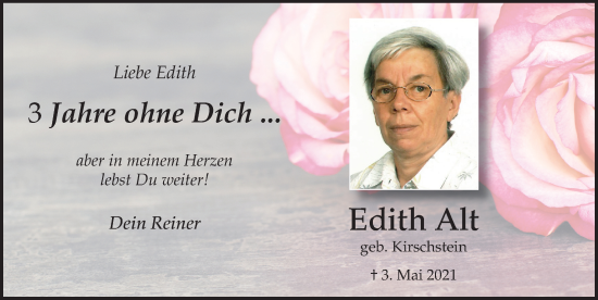 Traueranzeige von Edith Alt von FZ