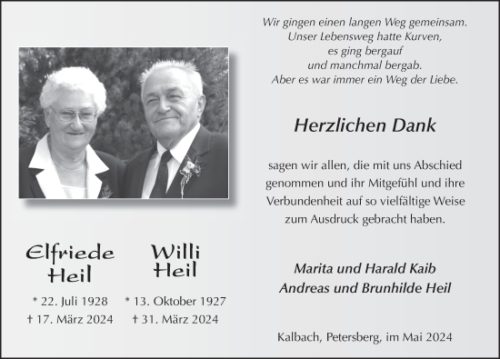 Traueranzeige von Elfriede Heil von FZ