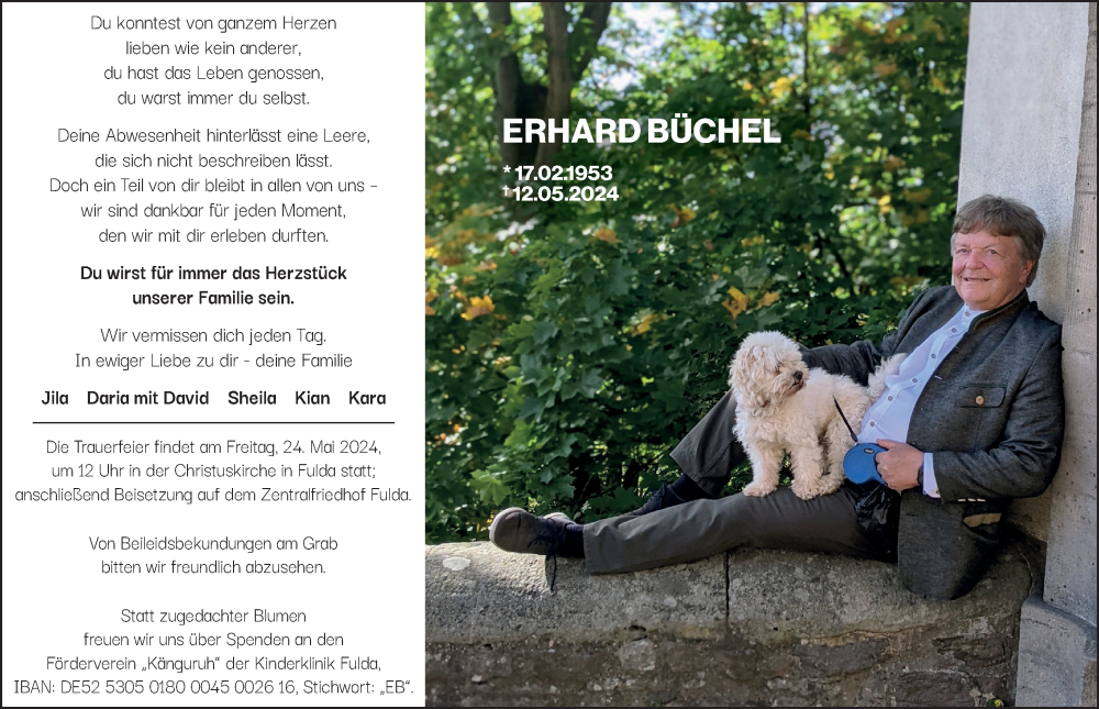  Traueranzeige für Erhard Büchel vom 18.05.2024 aus FZ