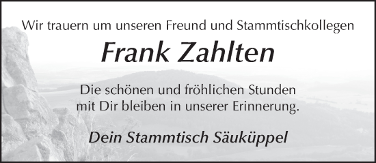 Traueranzeige von Frank Zahlten von FZ