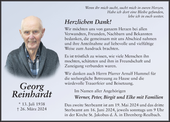 Traueranzeige von Georg Reinhardt von FZ