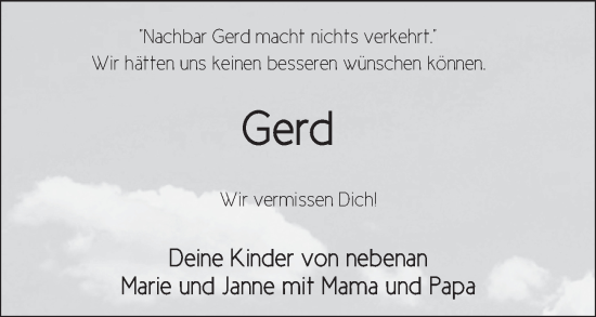 Traueranzeige von Gerd Nuhn von FZ