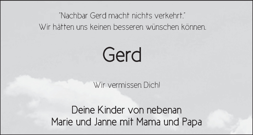  Traueranzeige für Gerd Nuhn vom 08.05.2024 aus FZ