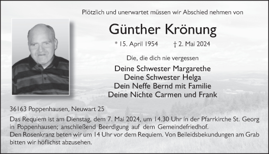 Traueranzeige von Günther Krönung von FZ