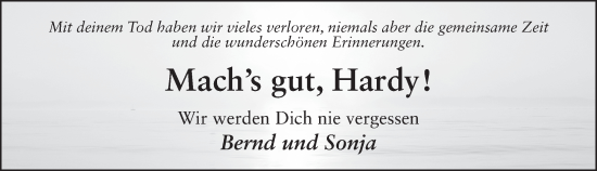 Traueranzeige von Hardy Lins von FZ