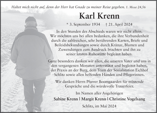 Traueranzeige von Karl Krenn von FZ