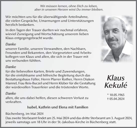 Traueranzeige von Klaus Kekule von FZ