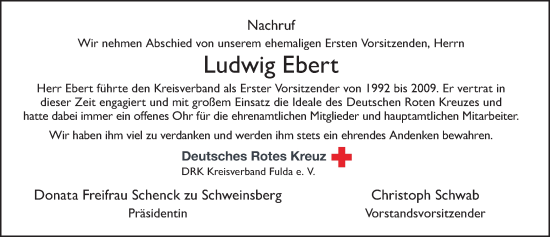 Traueranzeige von Ludwig Ebert von FZ