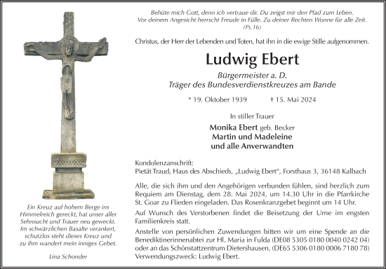 Traueranzeige von Ludwig Ebert von FZ