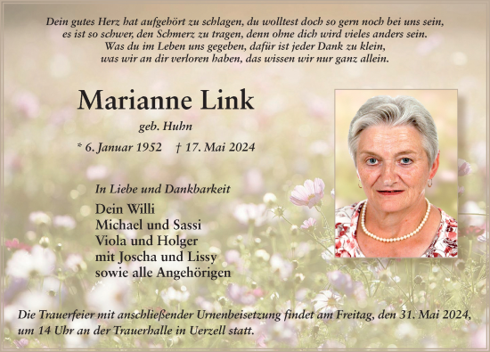 Traueranzeige von Marianne Link von FZ