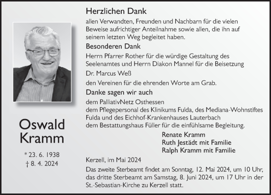 Traueranzeige von Oswald Kramm von FZ