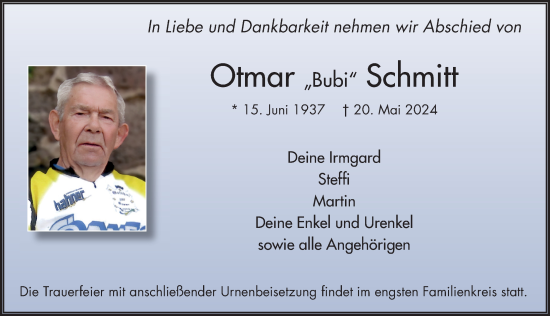 Traueranzeige von Otmar Schmitt von FZ