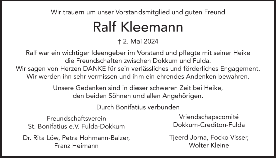 Traueranzeige von Ralf Kleemann von FZ