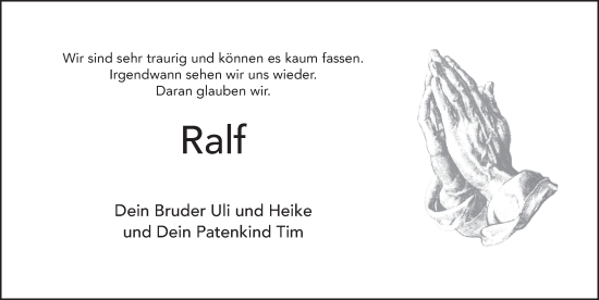 Traueranzeige von Ralf Kleemann von FZ