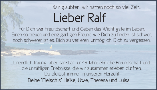 Traueranzeige von Ralf Kleemann von FZ