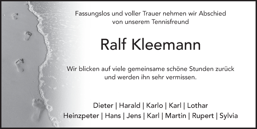  Traueranzeige für Ralf Kleemann vom 08.05.2024 aus FZ