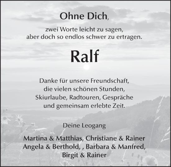 Traueranzeige von Ralf Kleemann von FZ