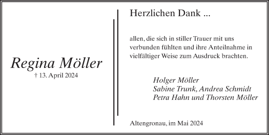 Traueranzeige von Regina Möller von FZ