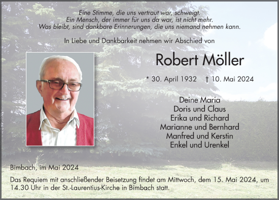 Traueranzeige von Robert Möller von FZ
