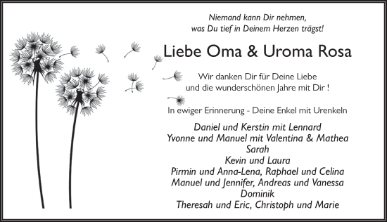 Traueranzeige von Rosa Gutmann von FZ