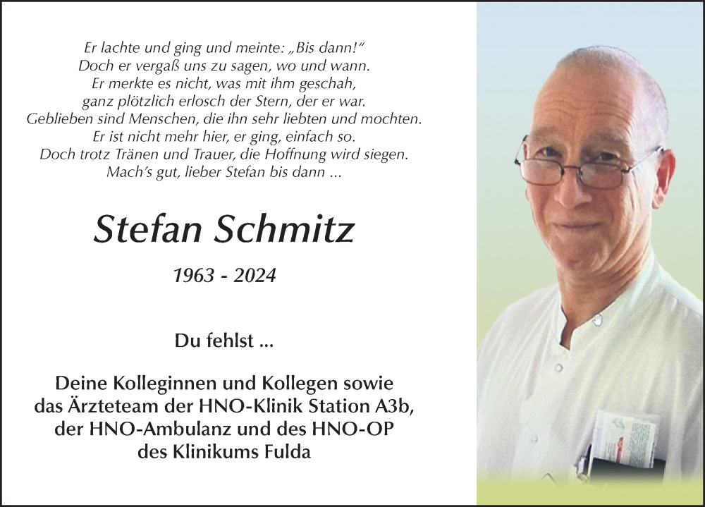  Traueranzeige für Stefan Schmitz vom 04.05.2024 aus FZ