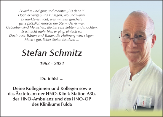 Traueranzeige von Stefan Schmitz von FZ