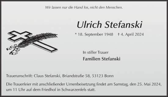 Traueranzeige von Ulrich Stefanski von FZ