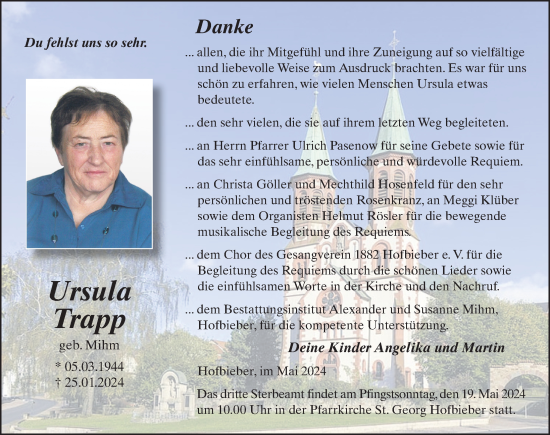 Traueranzeige von Ursula Trapp von FZ