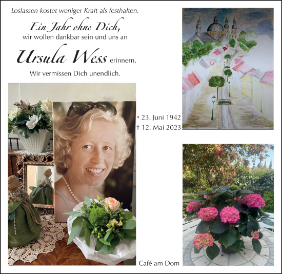 Traueranzeige von Ursula Wess von FZ