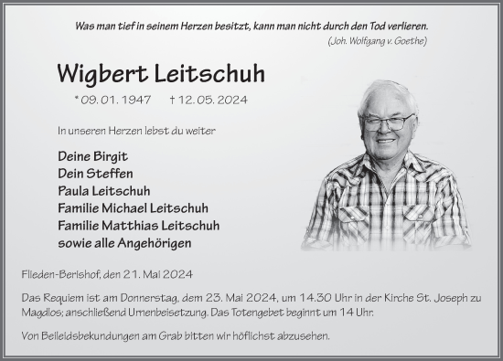 Traueranzeige von Wigbert Leitschuh von FZ