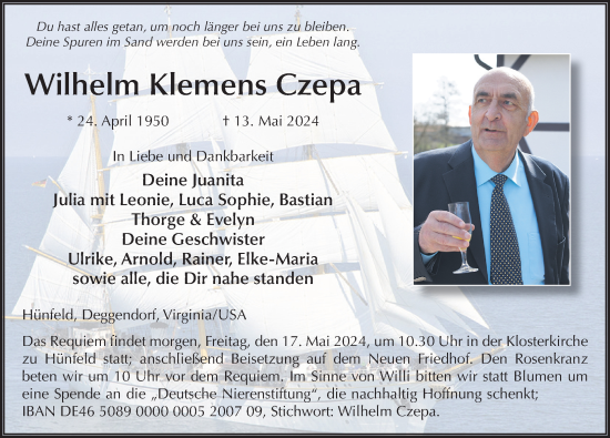 Traueranzeige von Wilhelm Klemens Czepa von FZ