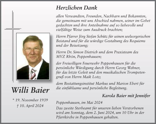 Traueranzeige von Willi Baier von FZ