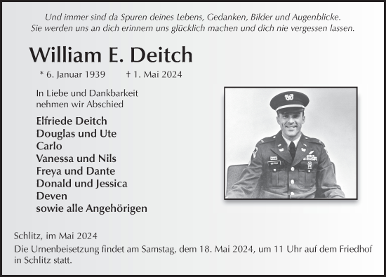 Traueranzeige von William E. Deitch von FZ