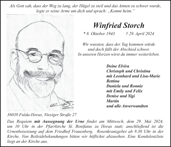 Traueranzeige von Winfried Storch von FZ