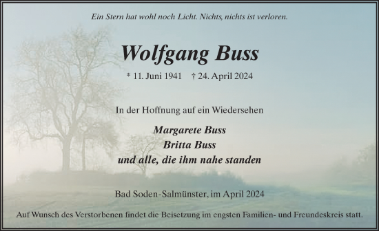 Traueranzeige von Wolfgang Buss von FZ