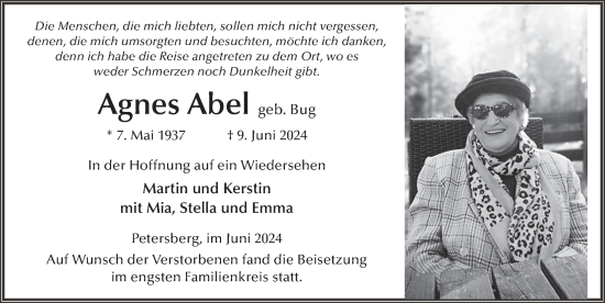 Traueranzeige von Agnes Abel von FZ