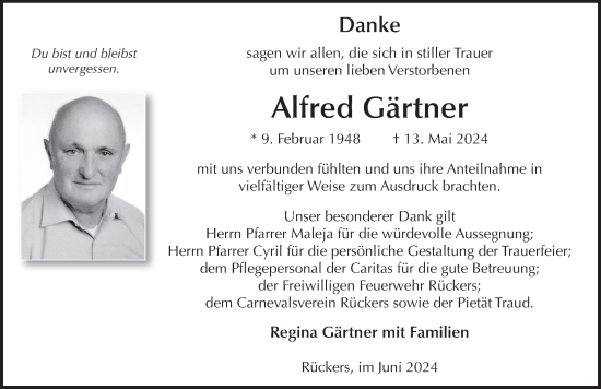 Traueranzeige von Alfred Gärtner von FZ